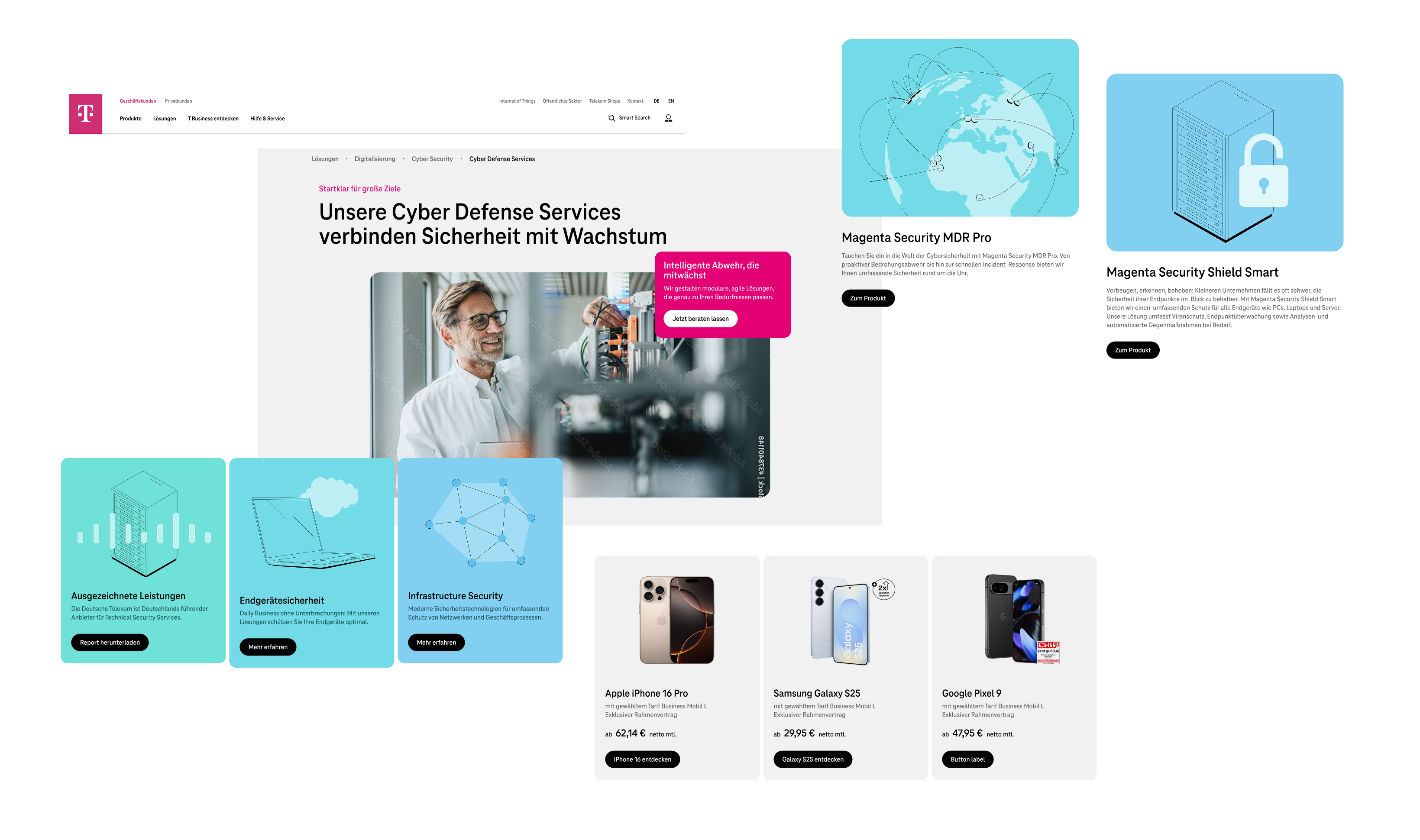 Telekom Cyber Defense Services Collage