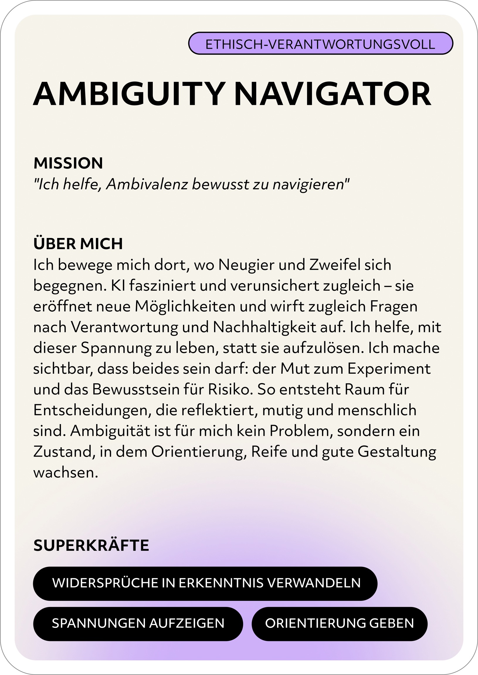 Ambiguity Navigator – Rollenkarte Rückseite