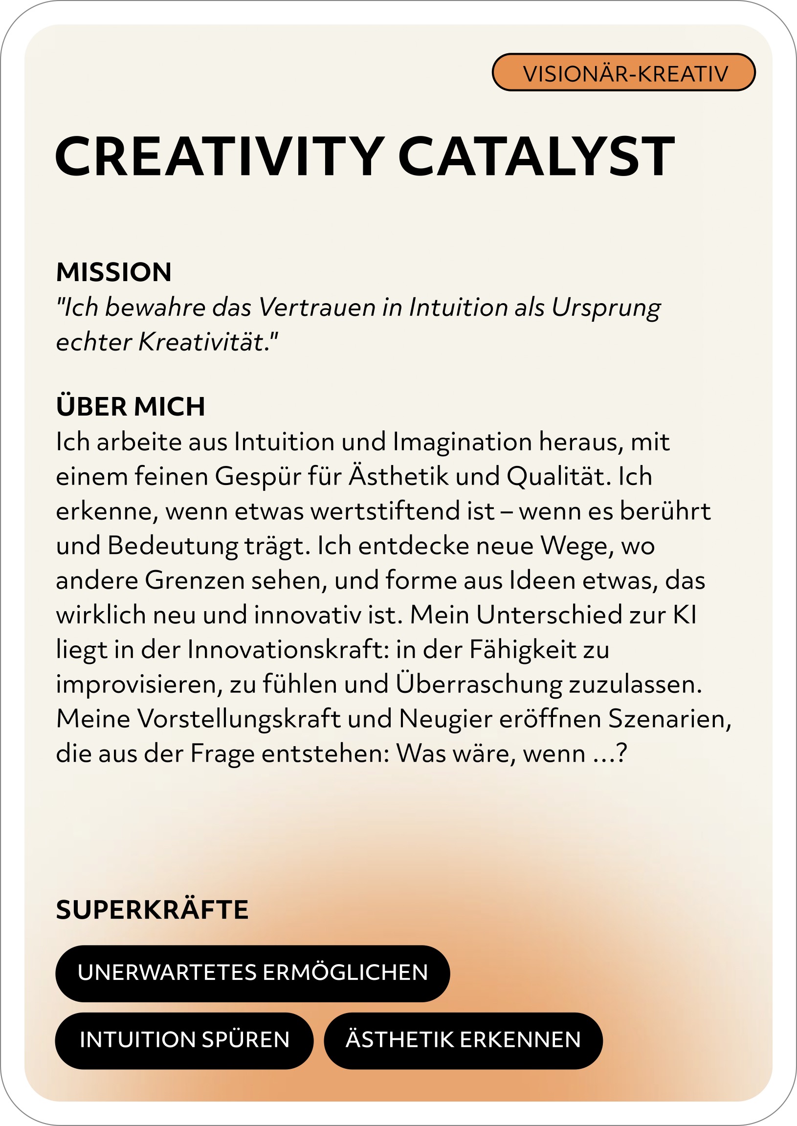 Creativity Catalyst – Rollenkarte Rückseite