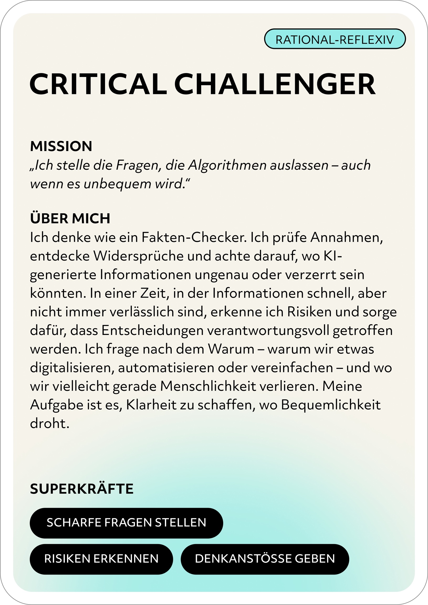 Critical Challenger – Rollenkarte Rückseite