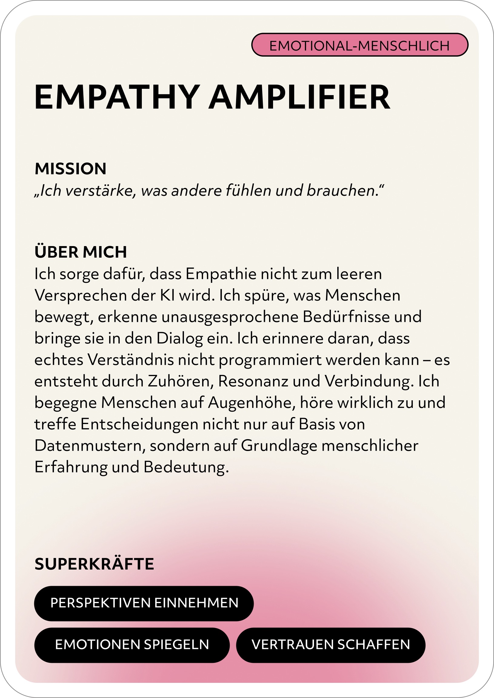Empathy Amplifier – Rollenkarte Rückseite