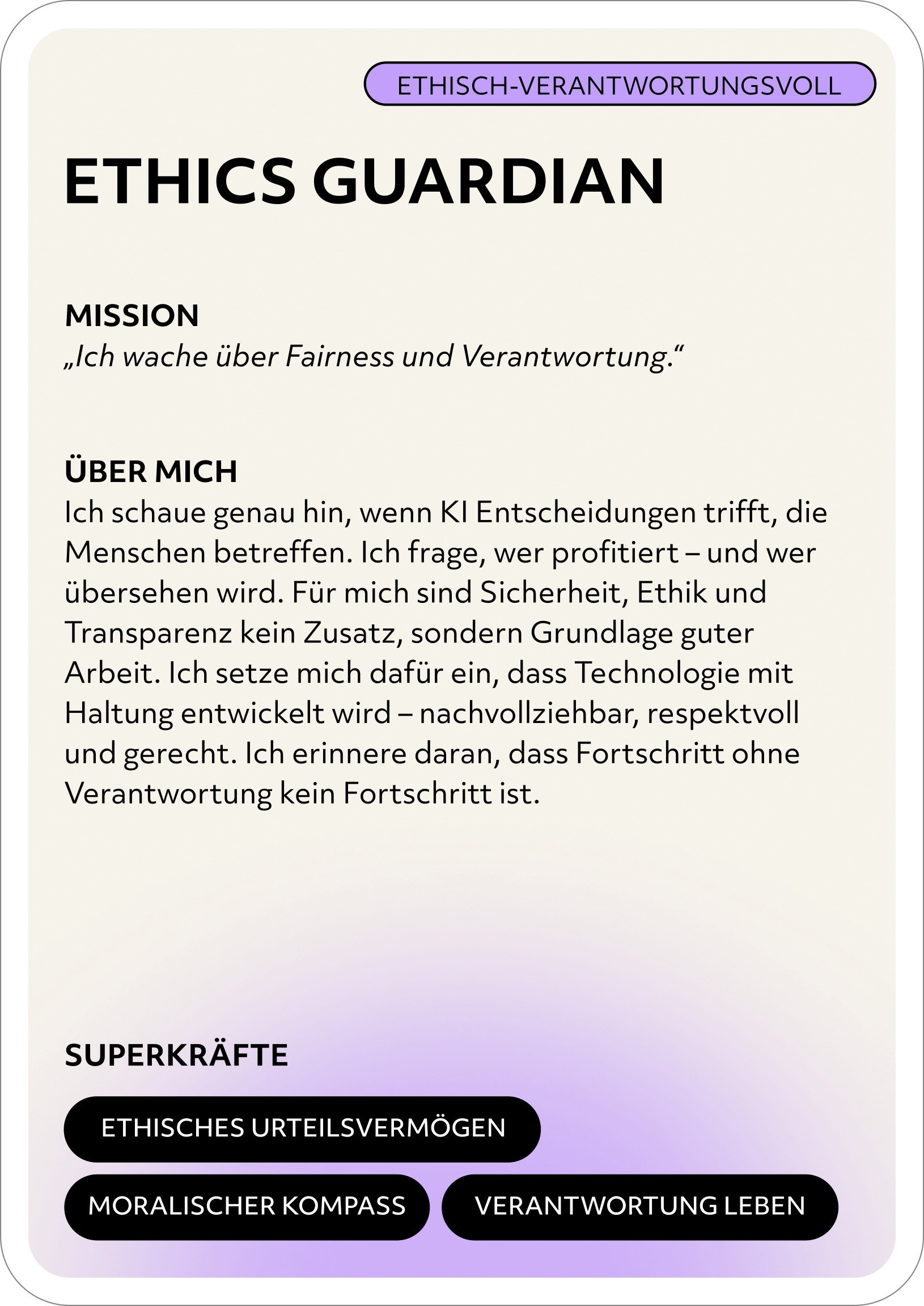 Ethics Guardian – Rollenkarte Rückseite