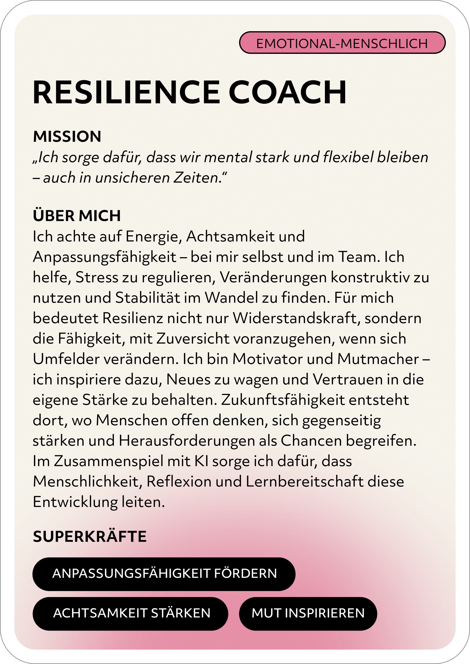 Resilience Coach – Rollenkarte Rückseite