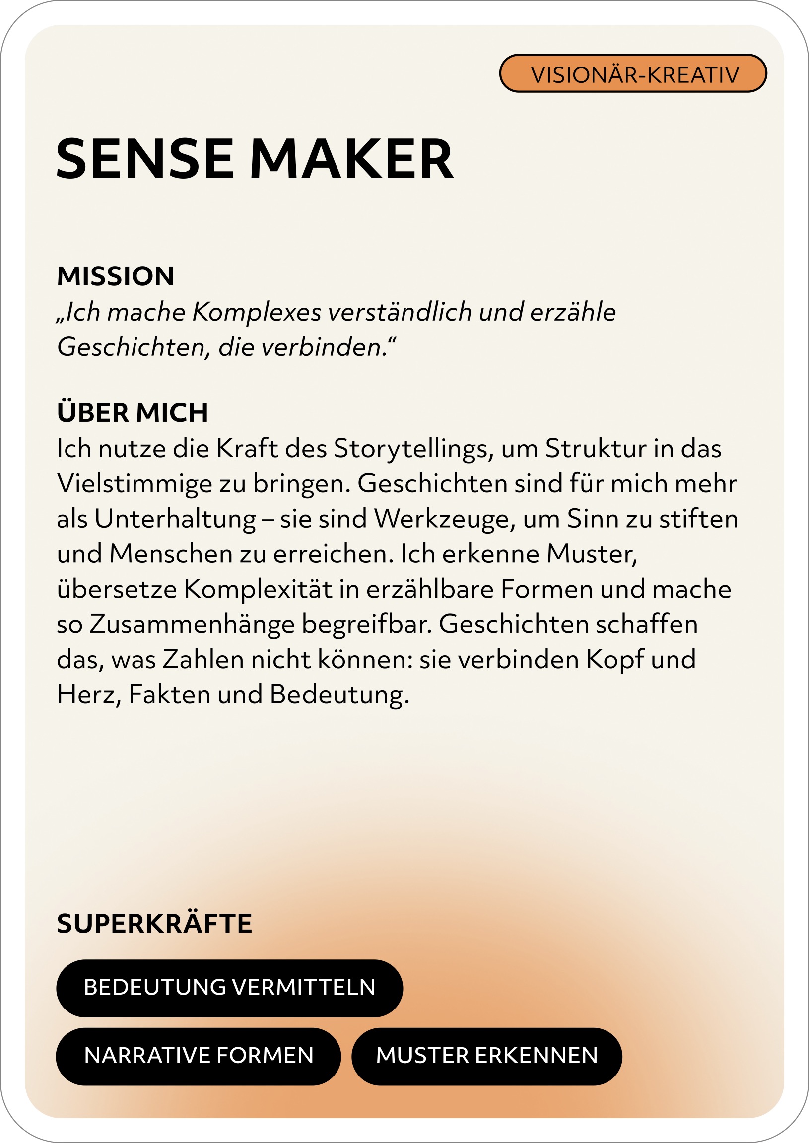 Sense Maker – Rollenkarte Rückseite