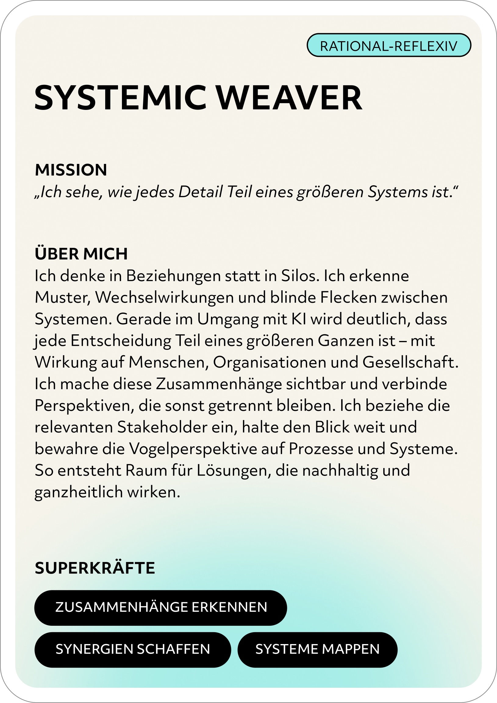 Systemic Weaver – Rollenkarte Rückseite