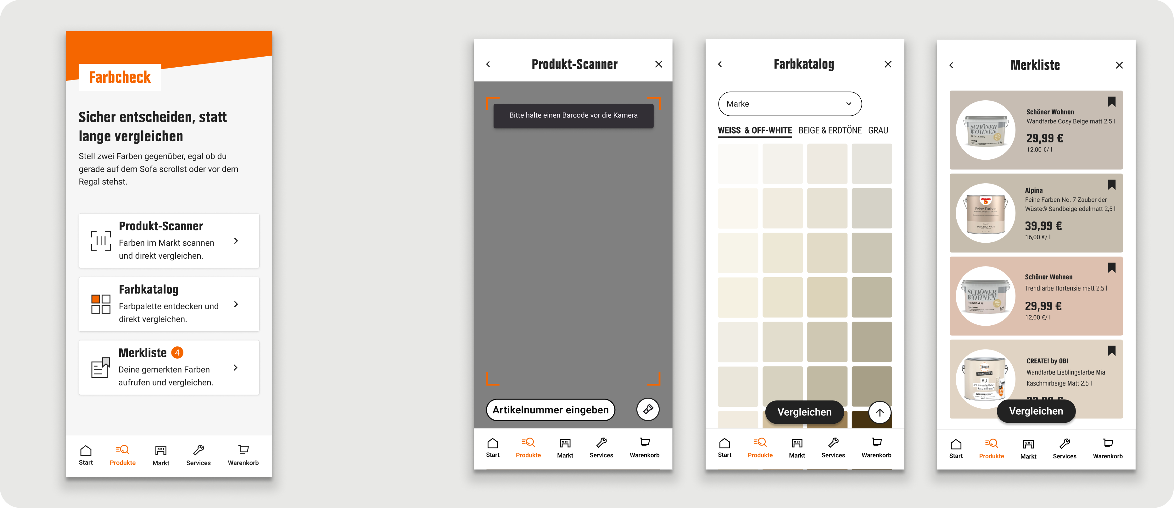 Drei Wege, ein Ziel – App-Screens